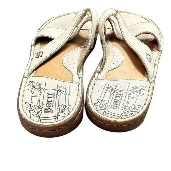 Born Creamy Taupe Leather Sandals - Picture 2 of 7